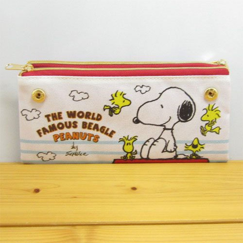 リバーシブルで使えて楽しいポーチです Peanuts ピーナッツ Snoopy スヌーピー リバーシブルポーチ ホワイト ブルー スヌーピー の雑貨のおもちゃ箱バーグ